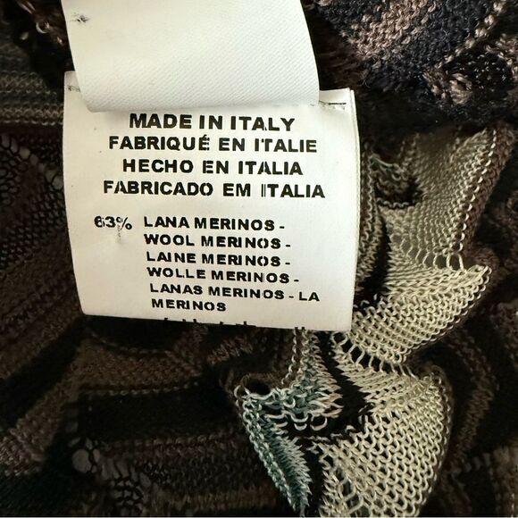 Missoni Black Open Knit Wool Sweater Dress with Chevron Trim Size IT 44 US 8 - Picture 5 of 11